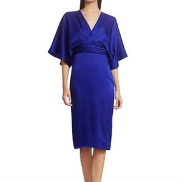 Theia Sapphire Blue Midi Dress - Picture 1 of 11